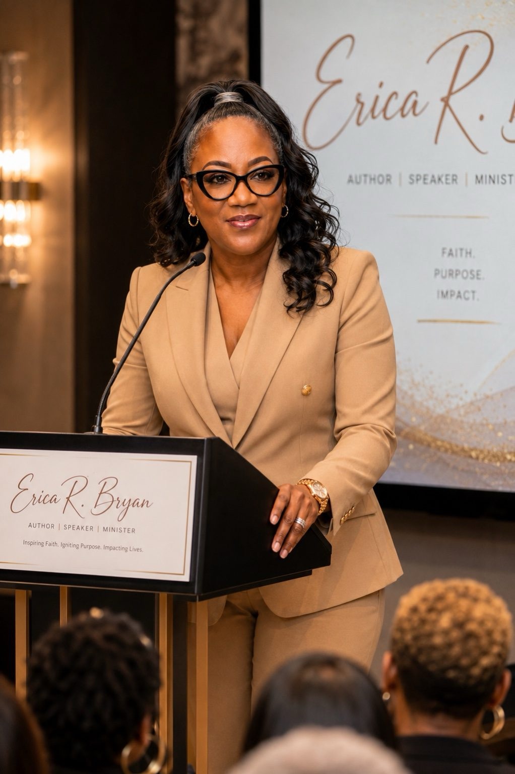 Erica R. Bryan speaking at a podium